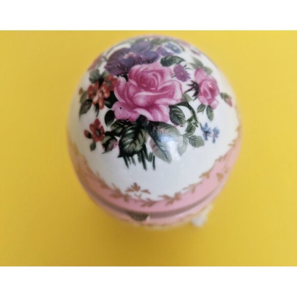 Vintage RS Prussia Footed Floral Porcelain Egg Trinket Jewelry Box RARE - Picture 10 of 10